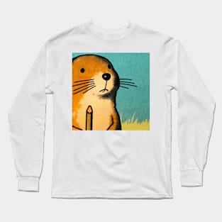 Cute mole holding a pen Long Sleeve T-Shirt